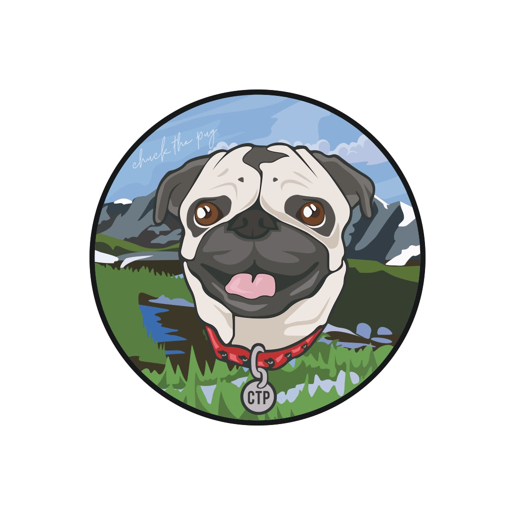Chuck the Pug Red & Black Sticker image 0