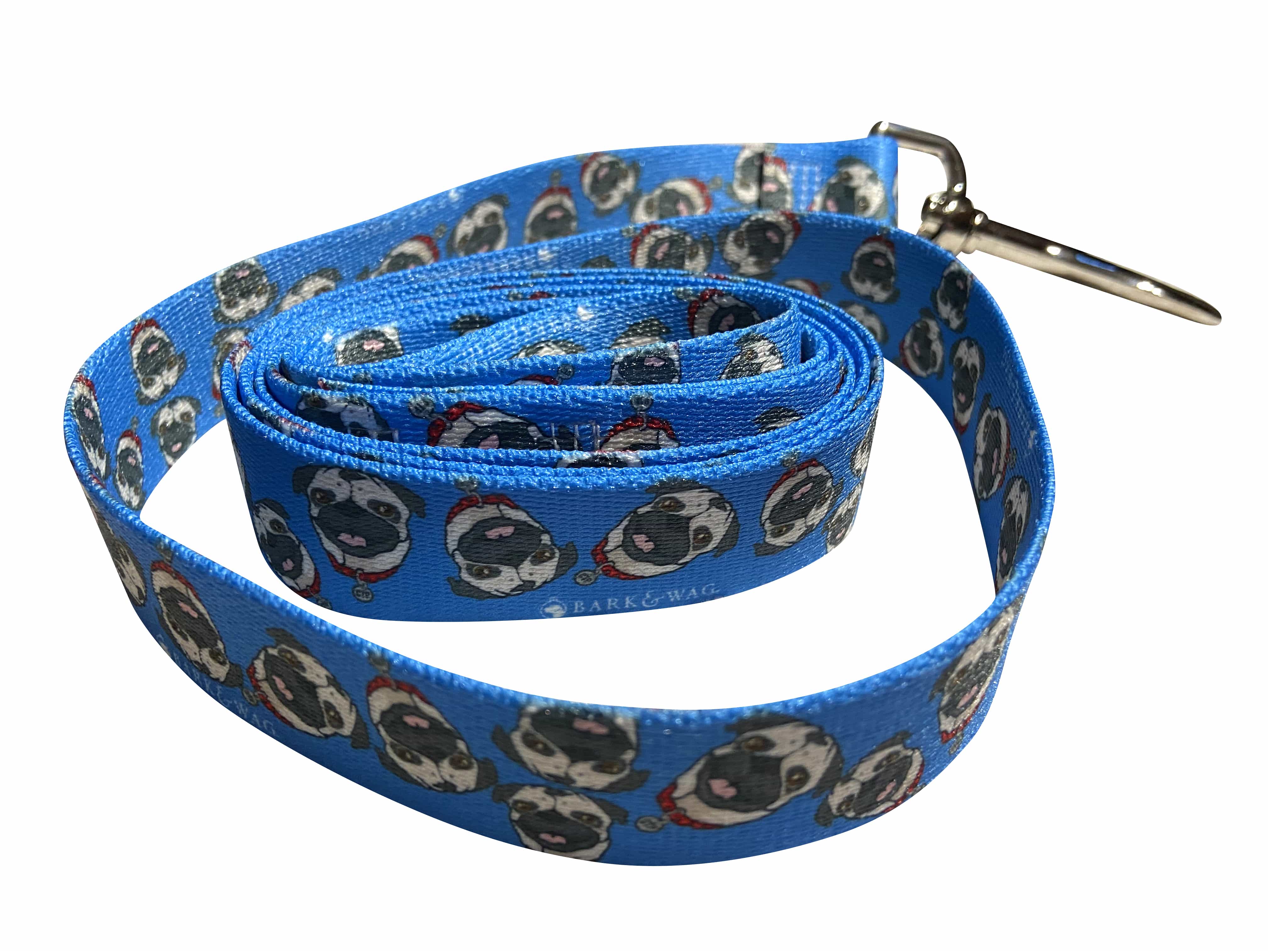 Chuck The Pug Blue Leash