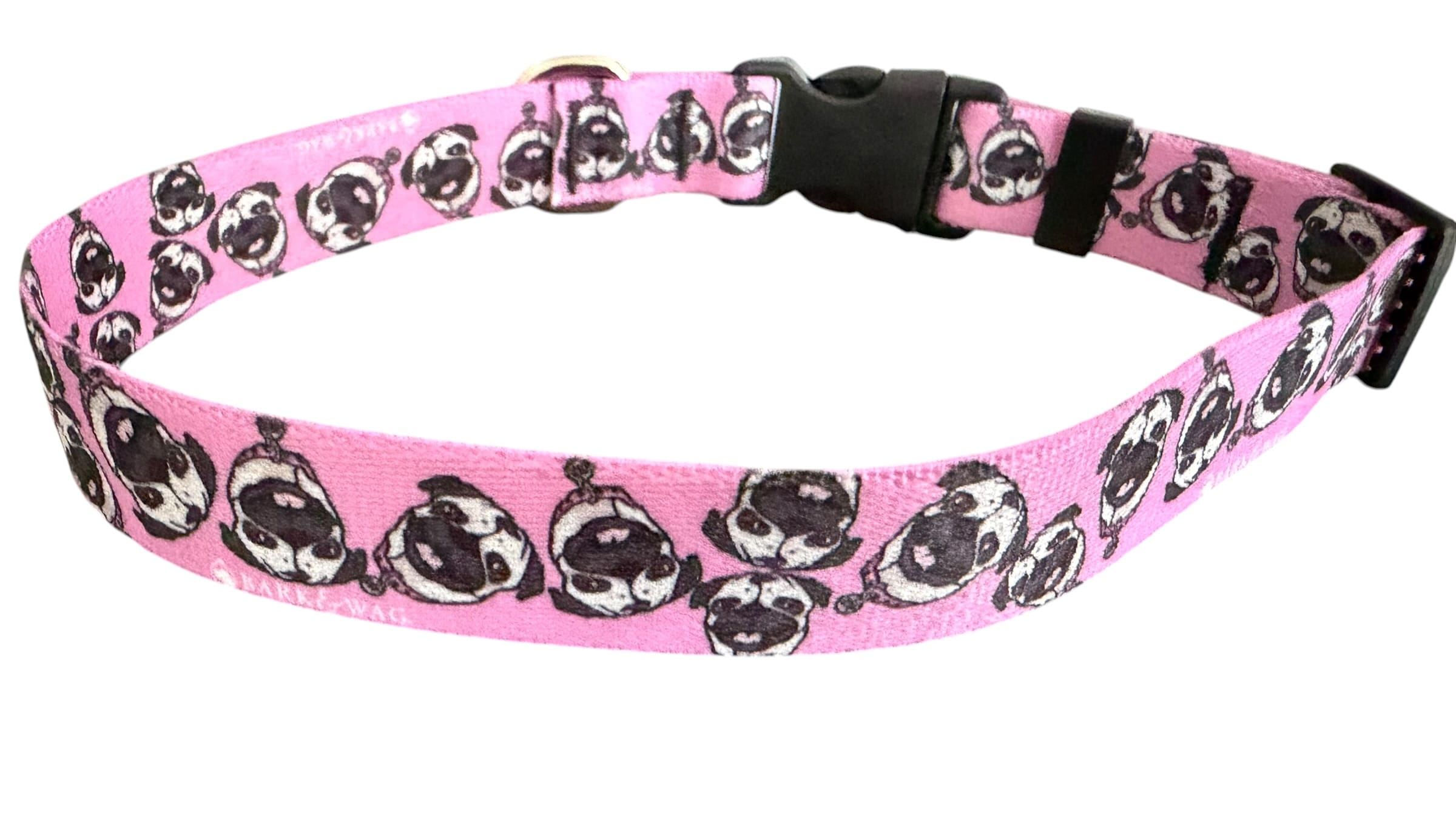 Chuck the Pug Pink Collar