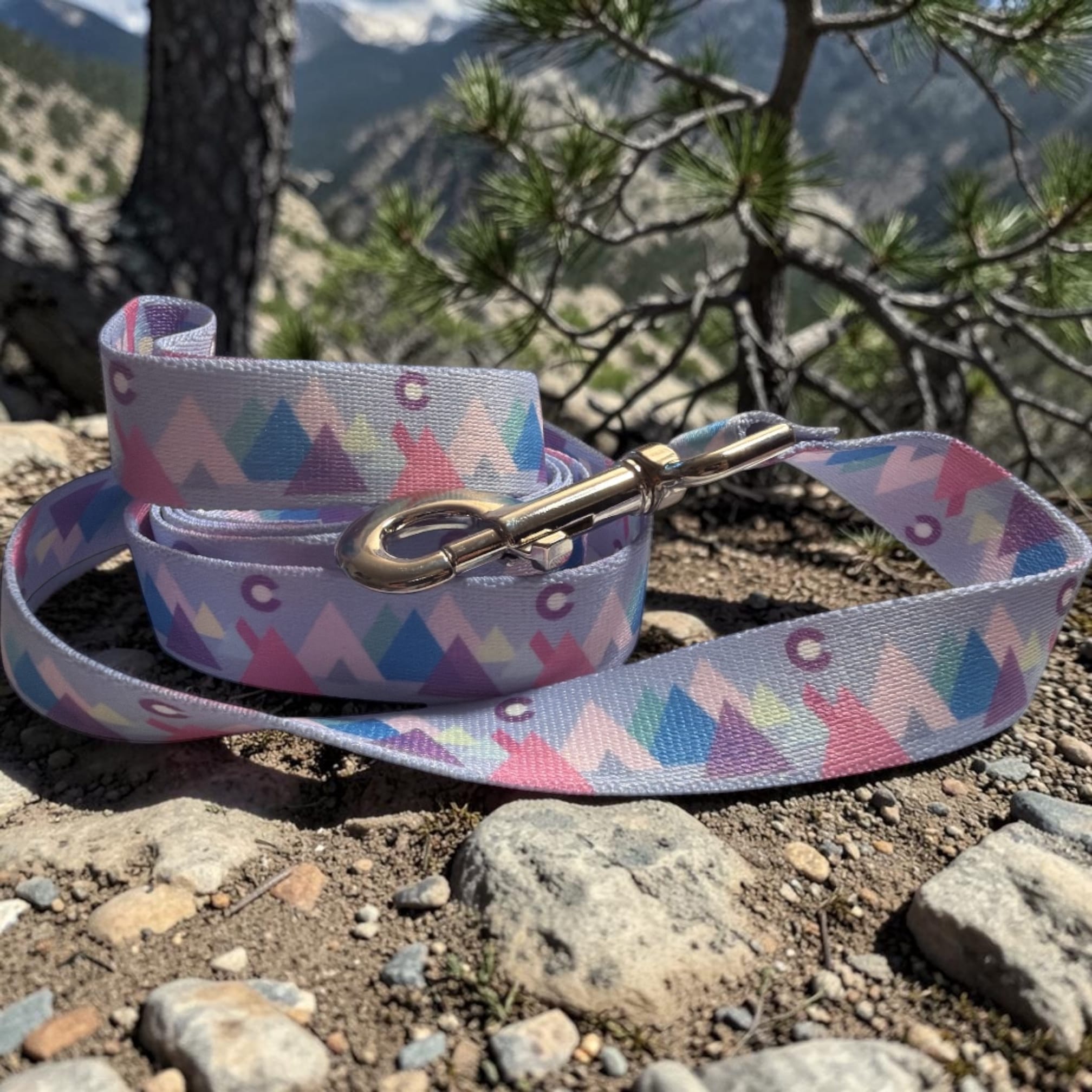 Modern Mountain Pink Dog Leash