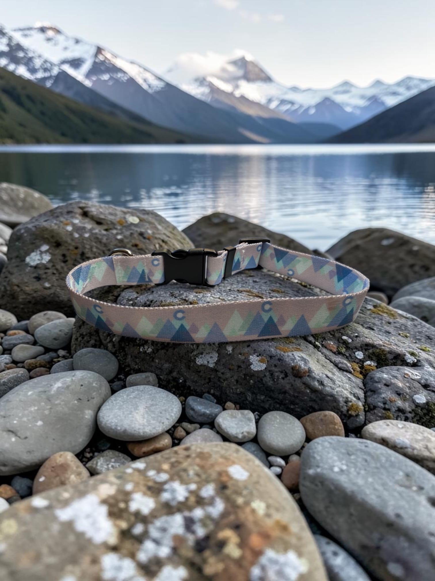 Modern Mountain Blue Dog Collar