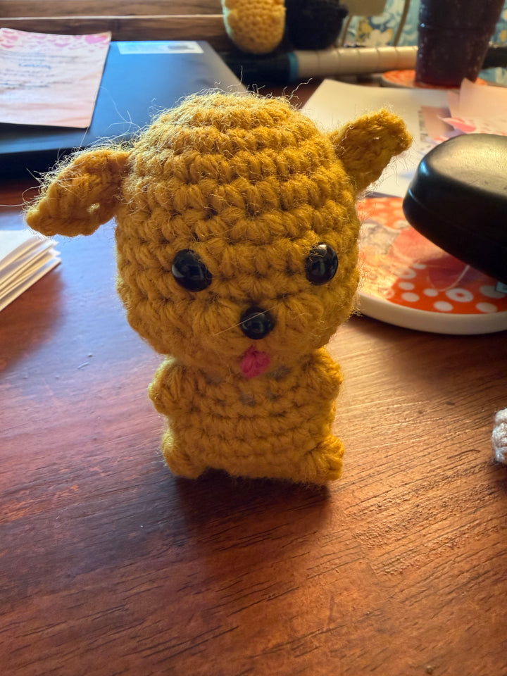 Bark & Wag Chuck The Pug Winston the Golden Retriever Crochet Plushie — Chuck the Pug Sidekick - Handmade Bark & Wag Brand Ambassador